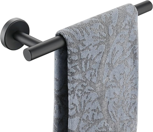 JQK Hand Towel Holder Towel Ring Black, 10 Inch Thicken 0.8mm 304 Stainless Steel Bathroom Hand Towel Bar, 9 Inch Useable Length Wall Mount Towel Rack Hanger, Matte Black, THH110L9-PB
