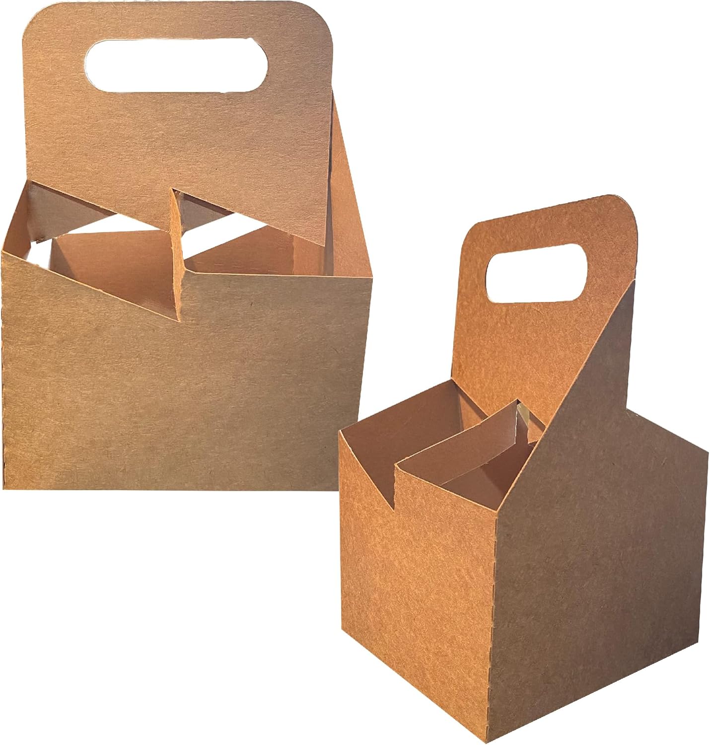 4 Cup Drink Carrier with Handle | Kraft Paperboard Cup Holder | Disposable Cup Holder for Hot or Cold Drinks | Cup Carrier for Food Delivery Services, Uber Eats, Door Dash (30)
