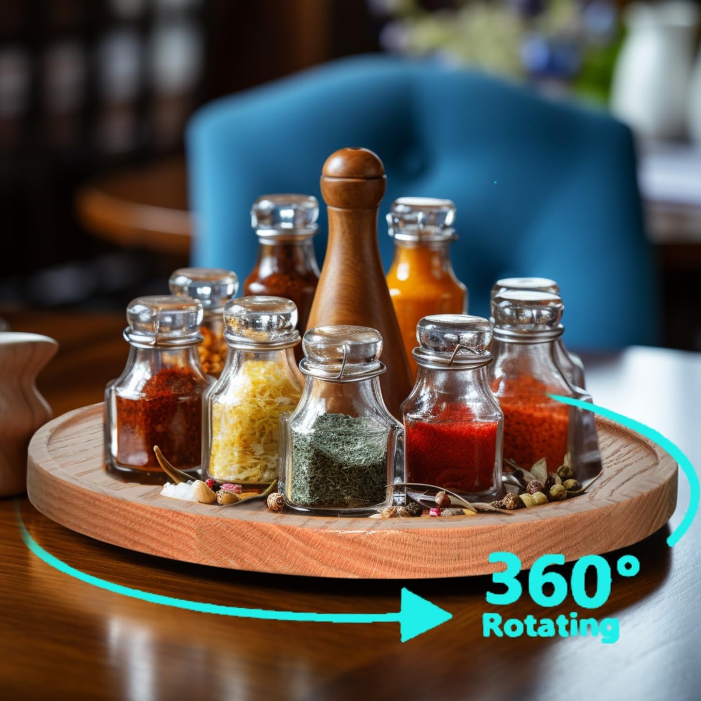 12" USA Oak Wood Lazy Susan Organizer Kitchen Turntable for Cabinet Pantry Table Organize