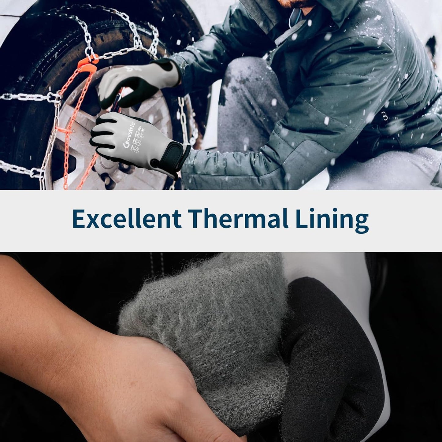 Waterproof Winter Gloves for Men & Women, Insulated Work Gloves with Grip for Cold Weather, Construction & Snow Work