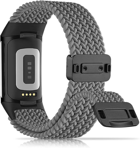 Magnetic Braided Nylon Compatible with Fitbit Charge 6 Bands/Fitbit Charge 5 Bands for Women Men, Soft Sport Stretchy Breathable Strap Replacement Wristband for Charge 6/Charge 5