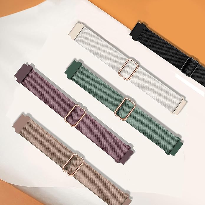 5 Pack Stretchy Watch Bands Compatible with Garmin Lily 2 / Lily 2 Active, Loop Nylon Elastic Fabric Strap for Garmin Lily 2 Women