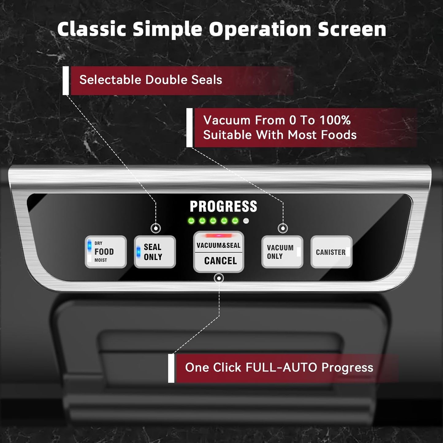 Next Gen Vacuum Sealer Machine, Potane Double Pump Food Vacuum Saver With Smart Visual Status System, Full Auto/Manual Functions, Built-in Safety Cutter&Guided Seal Bar, Start Kit Bags to Seal a Meal