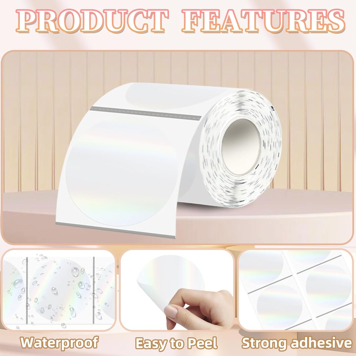 3''Transparent Laser Thermal Label,Round Self-Adhesive Direct Thermal Label,Thermal Stickers for DIY Logo Design,Name Tag(200/Roll