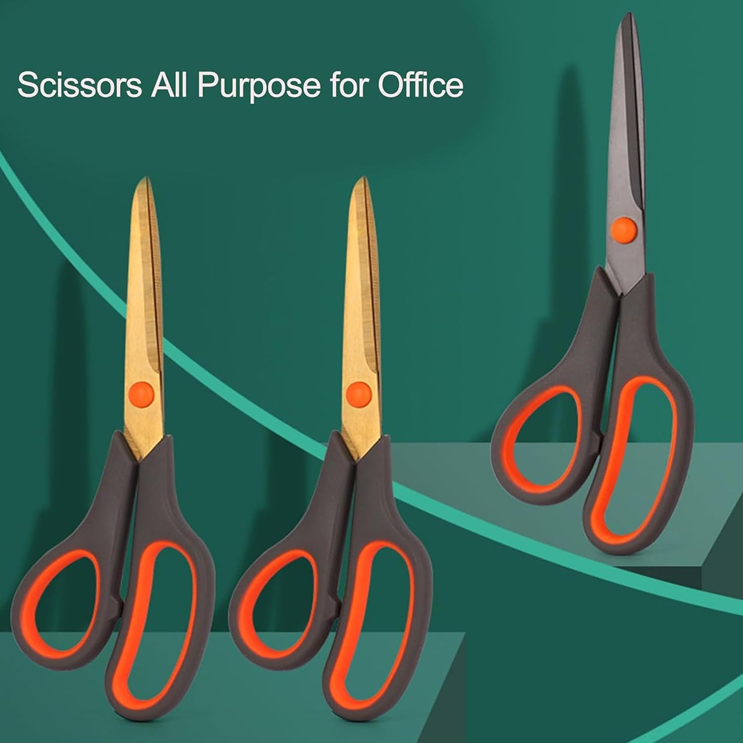 24 Pack Titanium Scissors, Rkqoa 8" All Purpose Scissor Bulk - 2.5mm Thick Sharp Scissors for Office School Sewing Craft Supplies, Classroom Must have, Teacher/Class Shears, Right/Left Handles