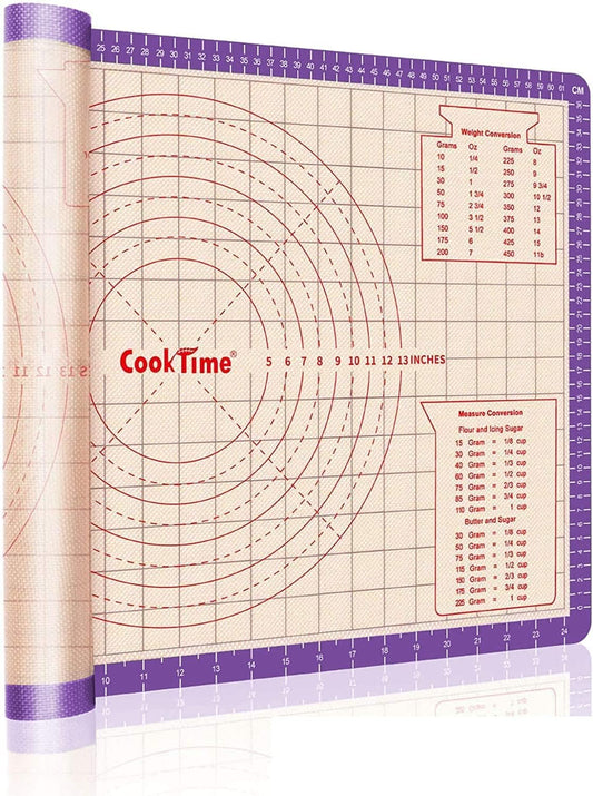 Pastry Baking Mat 28x20 Inch - Larger Silicone Baking Pastry Mat for Rolling Dough,Non Silp Silicon Dough Sheet Mat with Measurement,Perfect for Making Pie,Pizza(Purple)