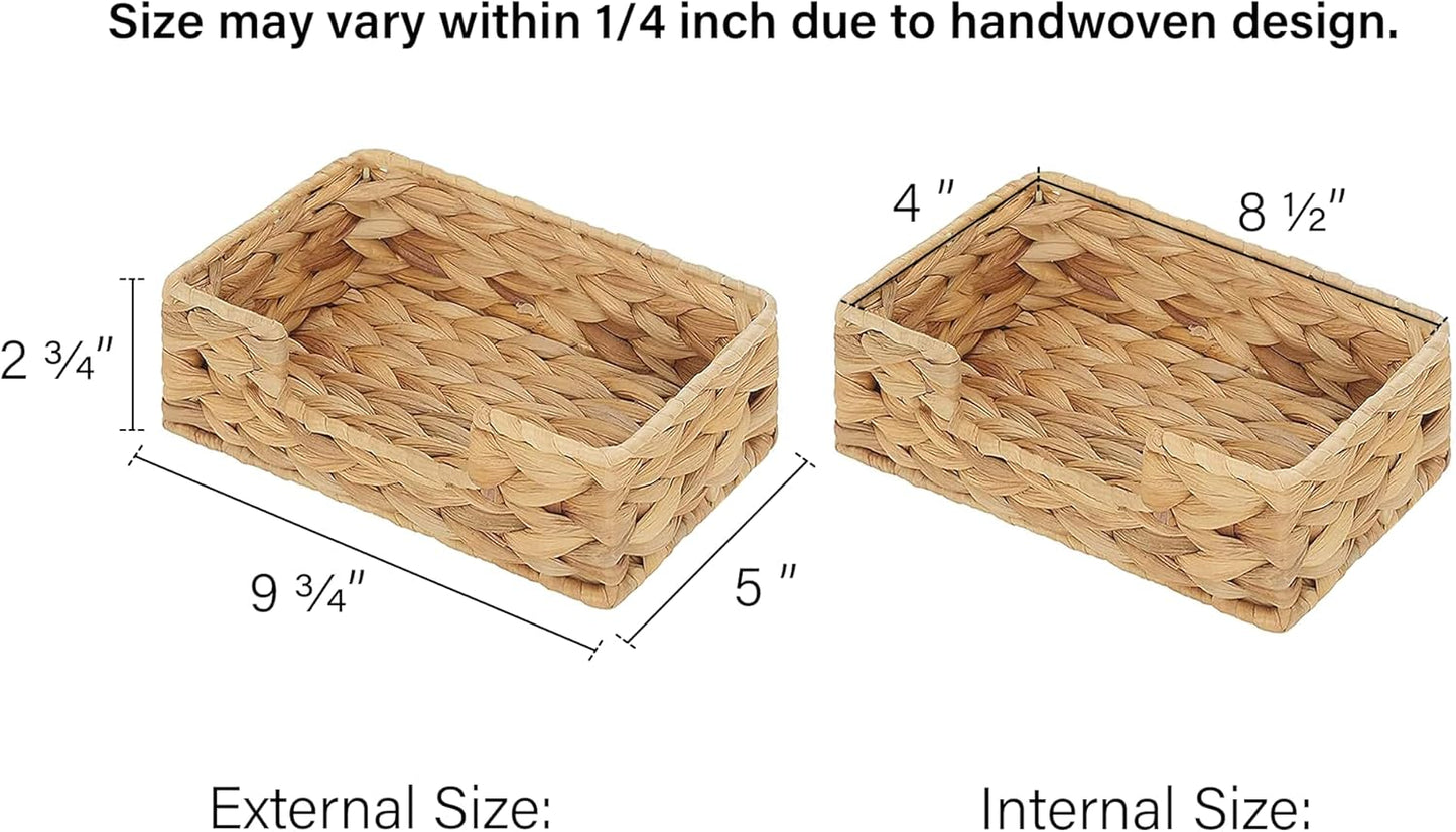 StorageWorks Water Hyacinth Napkin Holder for Bathroom, Wicker Napkin Baskets for Bathroom, Guest Towel Holder, 9 ¾"L x 5"W x 2 ¾"H, 1 Pack