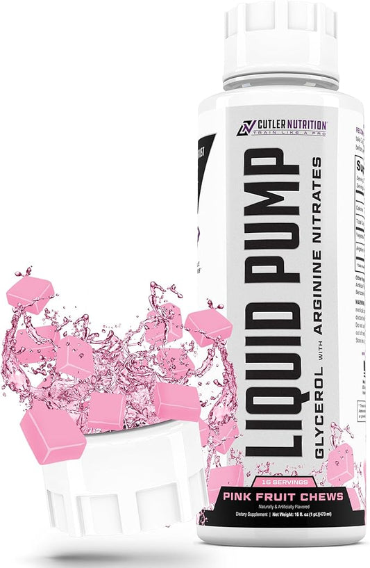 Liquid Pump - Glycerol and Arginine Nitrates for optimized pump pre-workout liquid caffeine free non stim pre-workout for energy and performance and nictic oxide booster | Pink Fruit Chews flavor