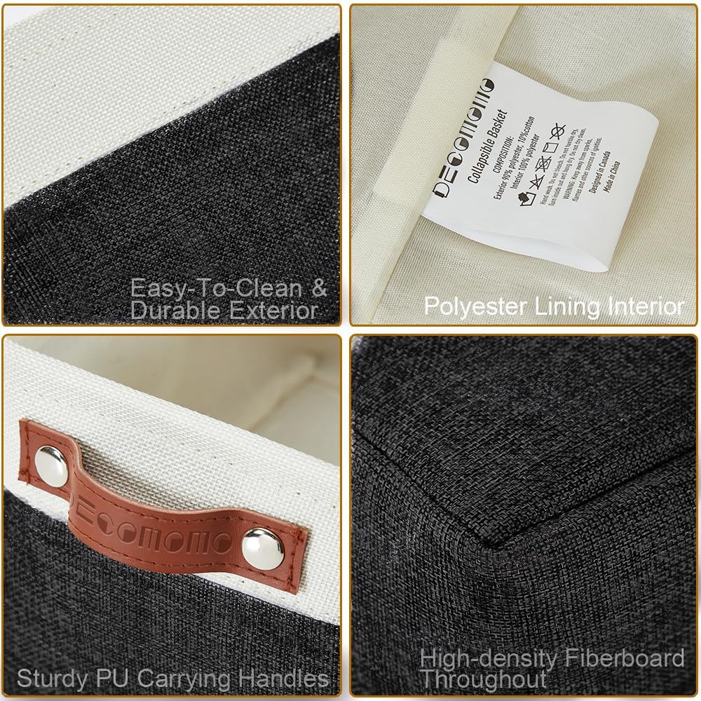 DECOMOMO Small Storage Basket, Closet Storage Bins, Baskets for Organizing Shelves (Black & White, Small - 6 Pack)