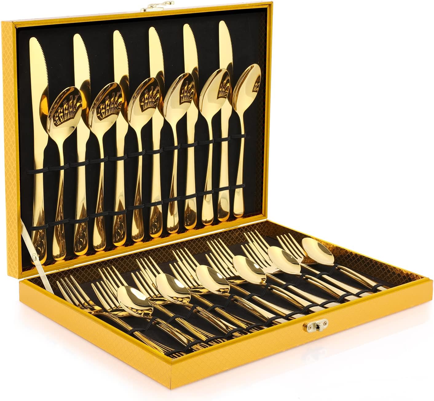 Gold Silverware Set, OGORI 30-Piece Gold Forged Stainless Steel Flatware Set, Service of 6