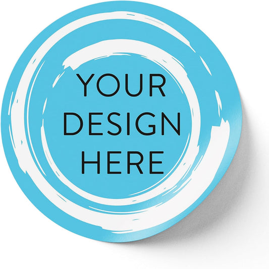 100 Custom Vinyl Stickers - Upload Your own Image, Text, Design, Logo - Personalized Logo Labels for Handmade, Packaging, Bottle, Jars, Candle, Brand Stickers (Blue Swirls, 2x2)
