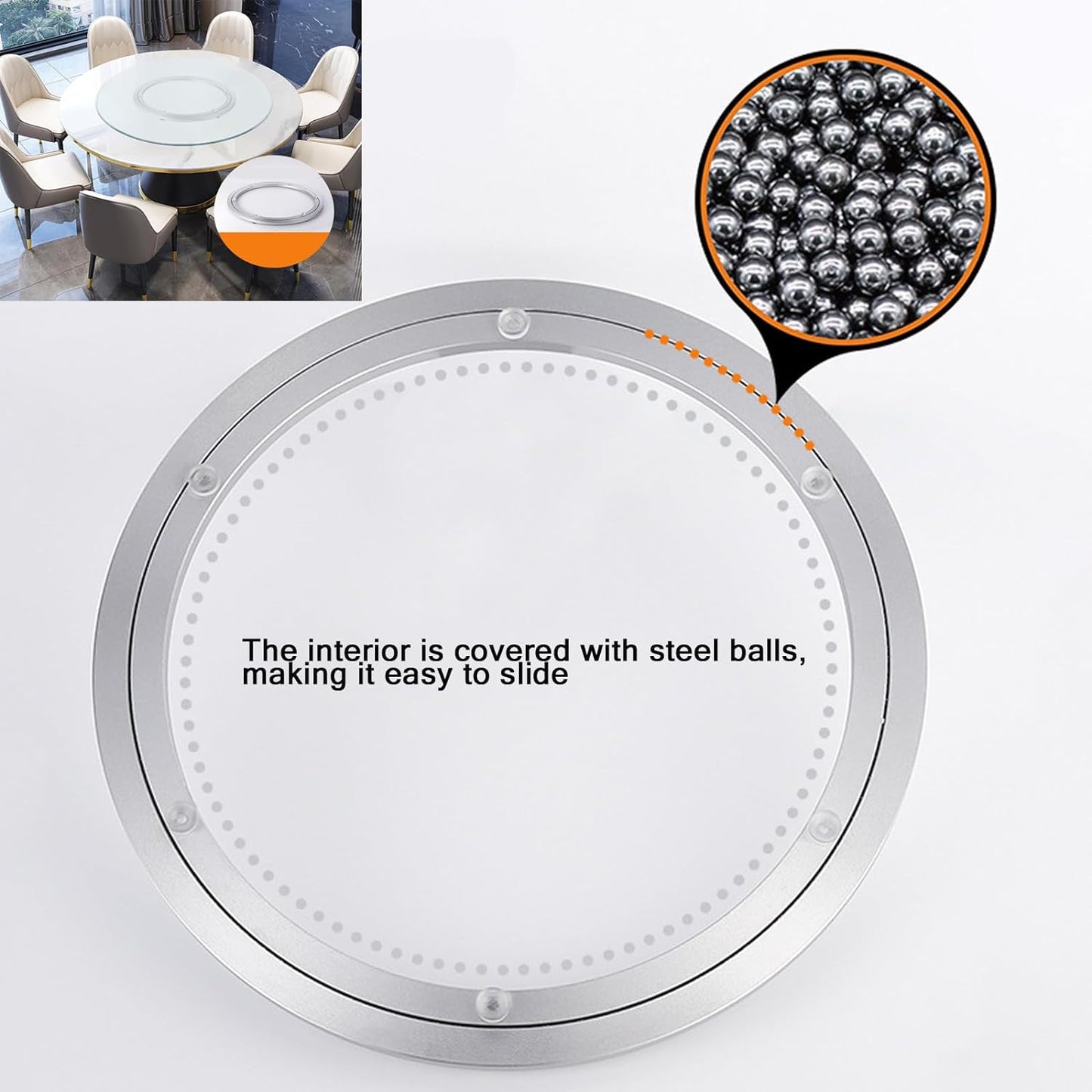 18 Inchs Heavy Duty Lazy Susan Bearing Aluminum Hardware Metal Rotating Turntable Bearings Swivel Plate Hardware for Dining-Table and Workbench Non-Slip