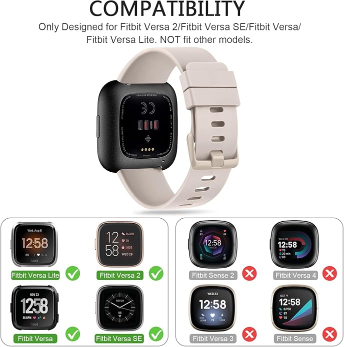 3 Pack Sport Bands Compatible with Fitbit Versa Bands, Classic Soft Sport Replacement Wristbands for Fitbit Versa 2 Smart Watch Women Men