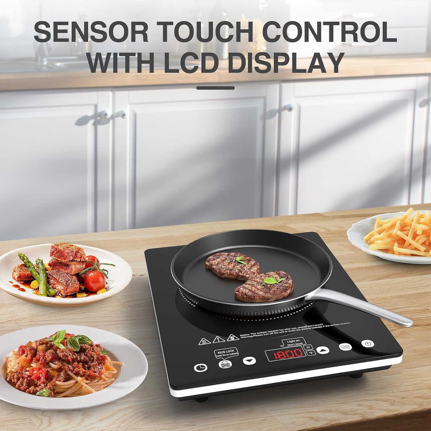 Electric Cooktop 12 Inch,Single Burner Plug in Portable 110V Electric Cooktop, Countertop Ceramic Stove Top with Power Levels and Overheat Protection