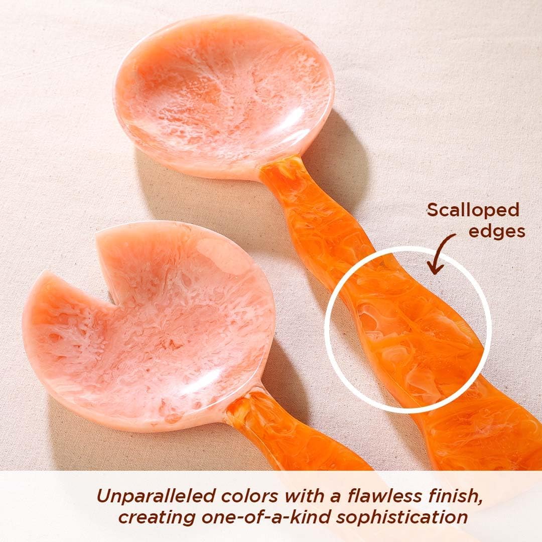 Folkulture Salad Servers or Salad Tongs, (12") Set of 2 Serving Spoons in Kitchen Essentials or Kitchen Utensils for Fall Table Decor, Resin Salad Tongs for Fall Decor, Salad Hands, Serving Utensil