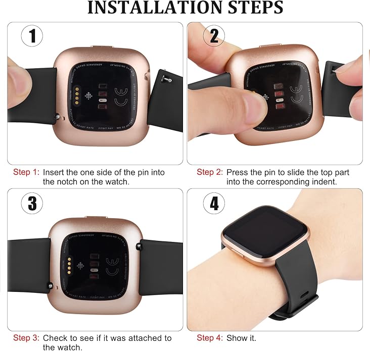3 Pack Sport Bands Compatible with Fitbit Versa Bands, Classic Soft Sport Replacement Wristbands for Fitbit Versa 2 Smart Watch Women Men