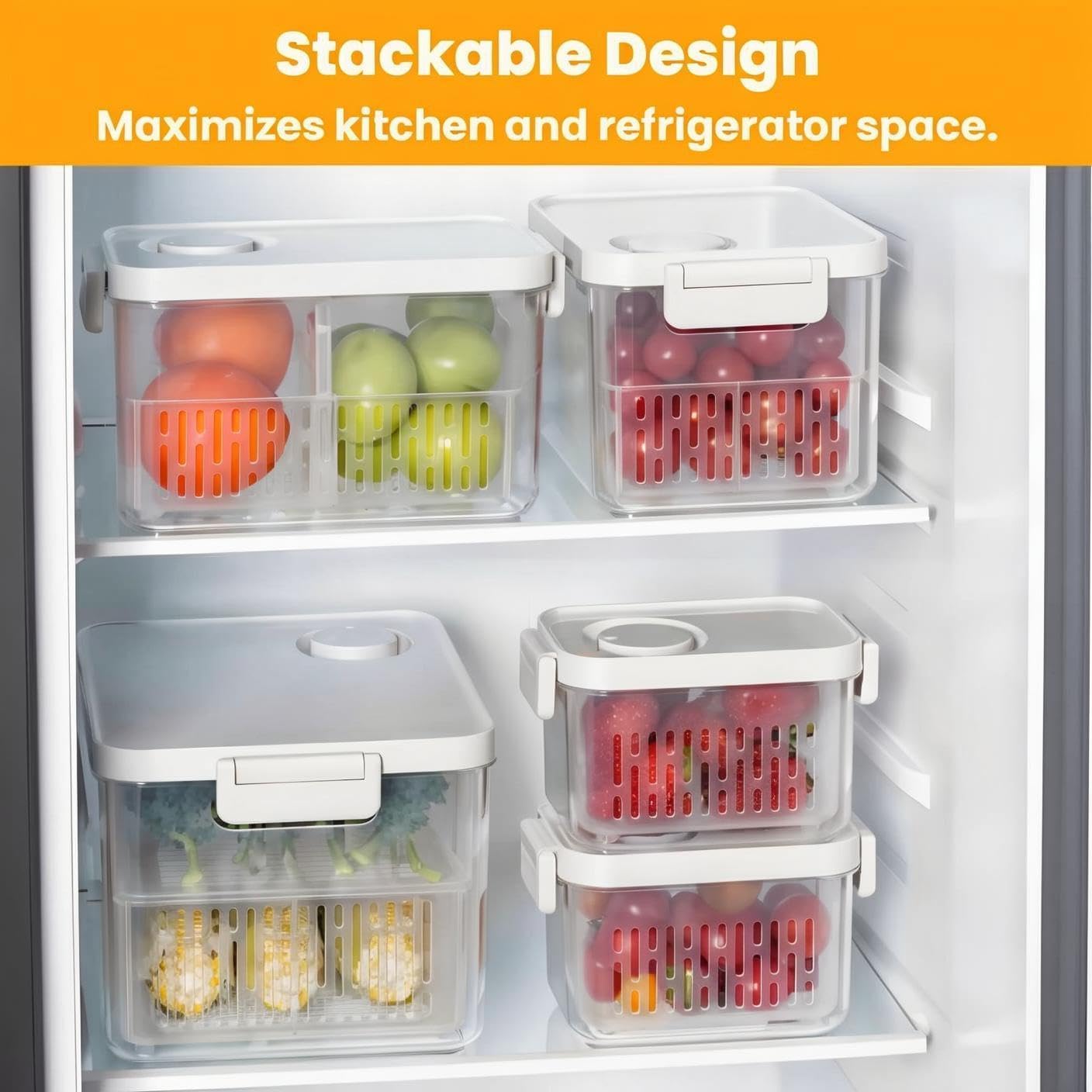 vacane Dishwasher Safe Berry Keeper, Produce Saver, Clear Fruit Containers, BPA-Free Lettuce Keeper, Keep Food Fresh, 3.8 Cup