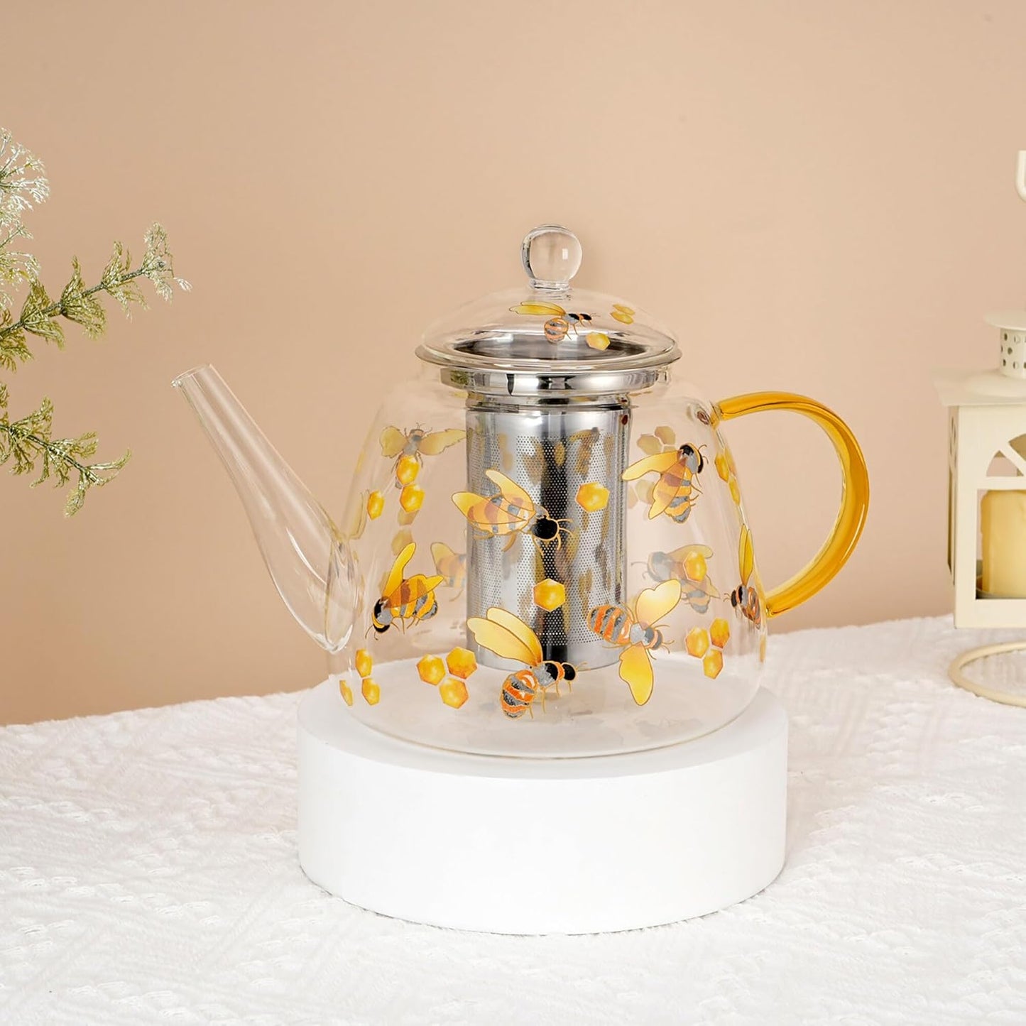 Heat-Resistant Glass Teapot with Infuser (Honey Bee)