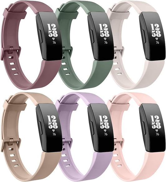 6 Pack Bands for Fitbit Inspire 2 / Inspire HR/Inspire/Ace 2 Replacement Wristbands for Women Men Small Large