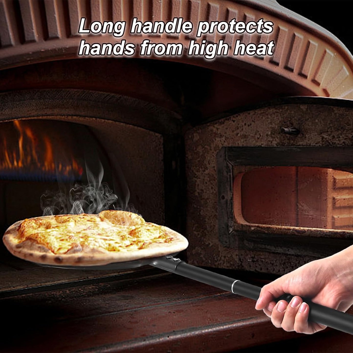 Turning Pizza Peel, 9 Inch with 38 Inch Handle Round Pizza Turning Peel, Professional Anodized Aluminum Turning Pizza Spatula, 47 Inch overall