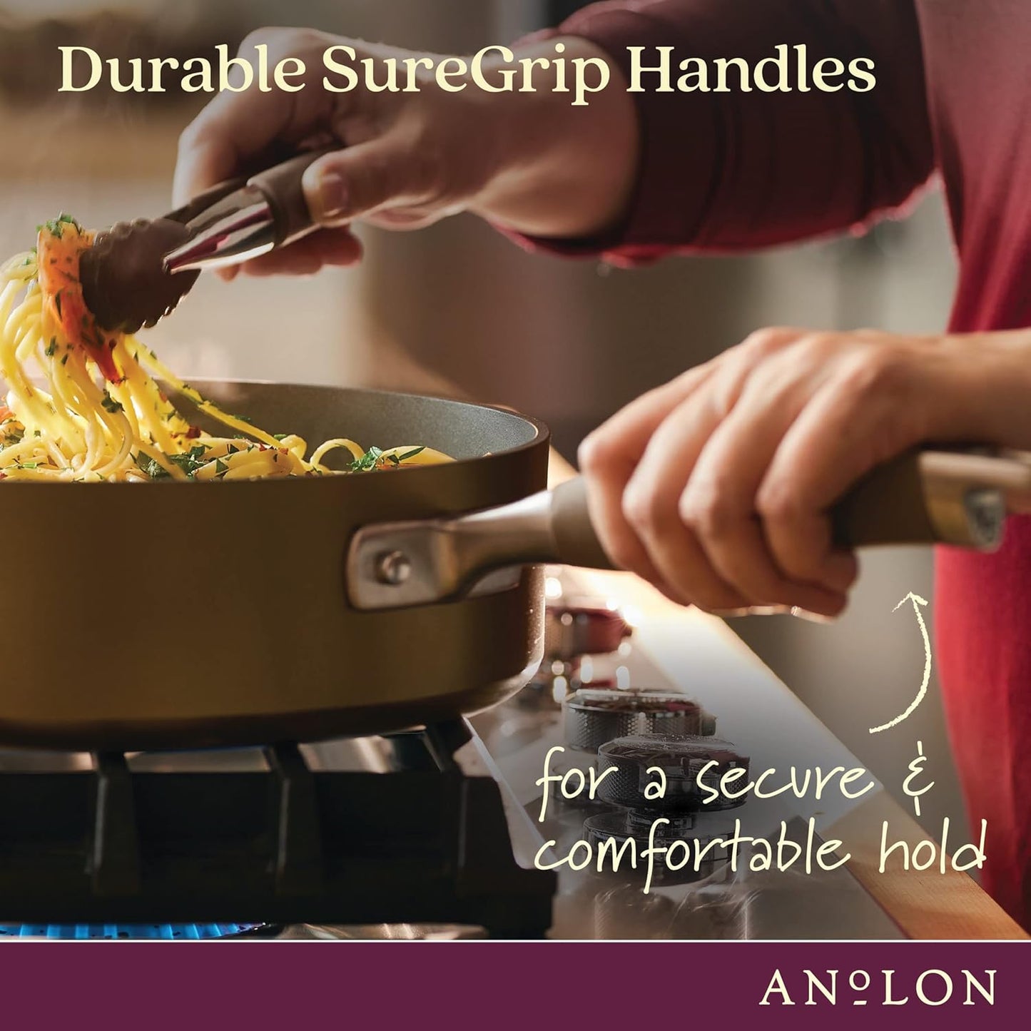 Anolon Advanced Home Hard-Anodized Nonstick Open Stock Cookware (8.5 Qt. Wide Stockpot, Bronze)