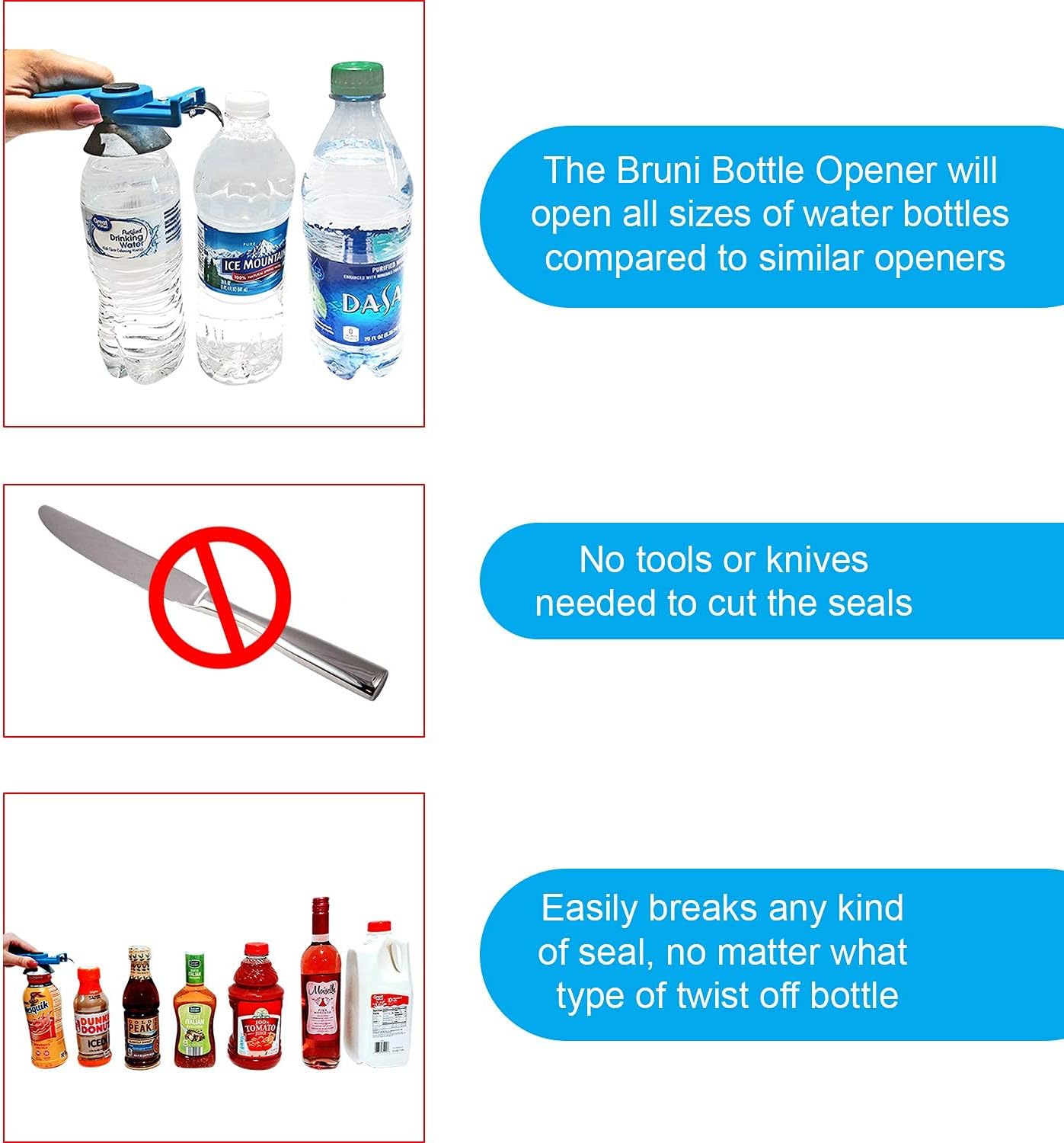 Bruni Multifunction Bottle Opener – Medicine Safety Cap Can Bottle Opener Easy to Use for Children, Weak Hands, Elderly and Arthritis Sufferers (BBO)