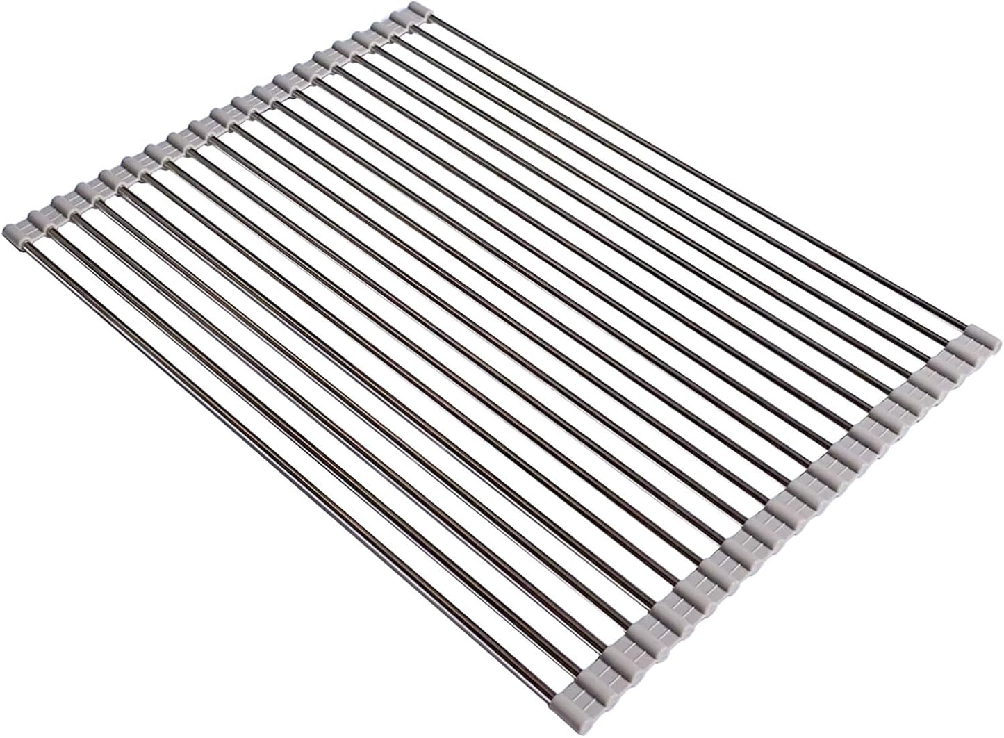 Ahyuan Roll up Dish Drying Rack Over The Sink Kitchen Roll up Sink Drying Rack Portable Dish Drainer Foldable Dish Drying Rack (Warm Gray, 20.5''X14'')