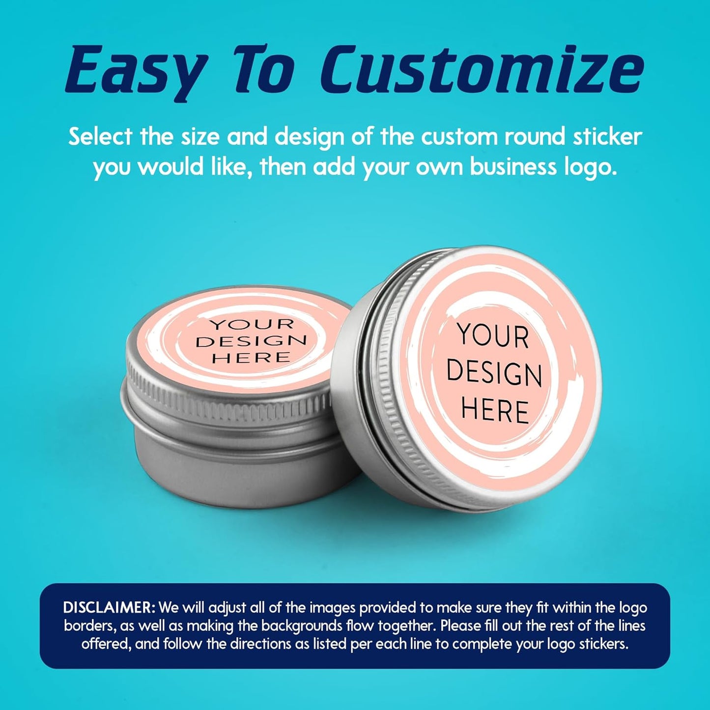 100 Custom Vinyl Stickers - Upload Your own Image, Text, Design, Logo - Personalized Logo Labels for Handmade, Packaging, Bottle, Jars, Candle, Brand Stickers (Peach, 5x5)