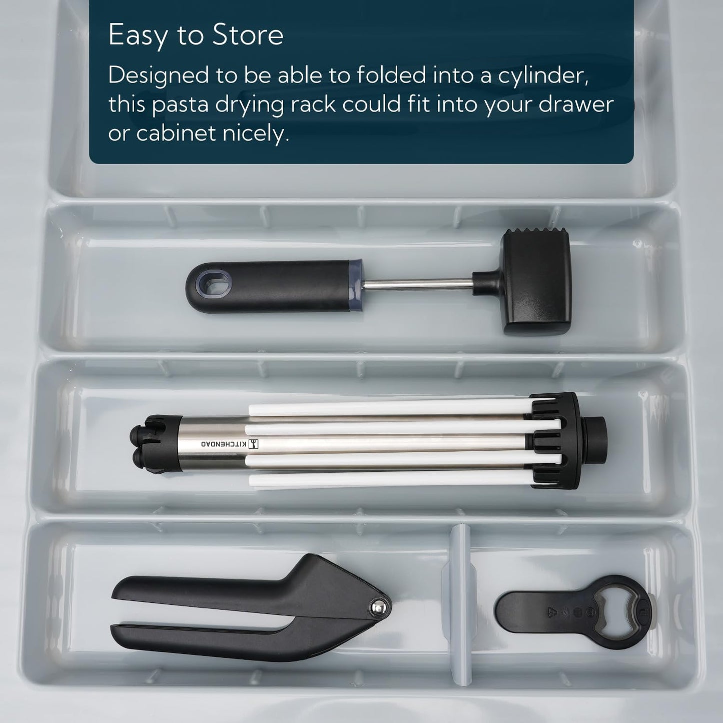 KITCHENDAO Collapsible Pasta Drying Rack, Compact for Easy Storage, Quick Set up, Foldable Pasta Dryer Rack Spaghetti Noodle Hanger, Detachable for Easy Cleaning, Rotary Arms, Hold up to 5 lbs