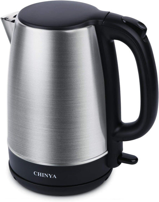 Electric Kettle, 1.7 Liter Stainless Steel Tea Kettle with Blue LED Light, Fast Heating Countertop Tea Maker Hot Water Boiler with Auto Shut-Off & Boil Dry Protection, Black