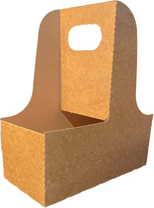 2 Cup Drink Carrier with Handle | Kraft Paperboard Cup Holder | Disposable Cup Holder for Hot or Cold Drinks | Cup Carrier for Food Delivery Services, Uber Eats, Door Dash (225ct)