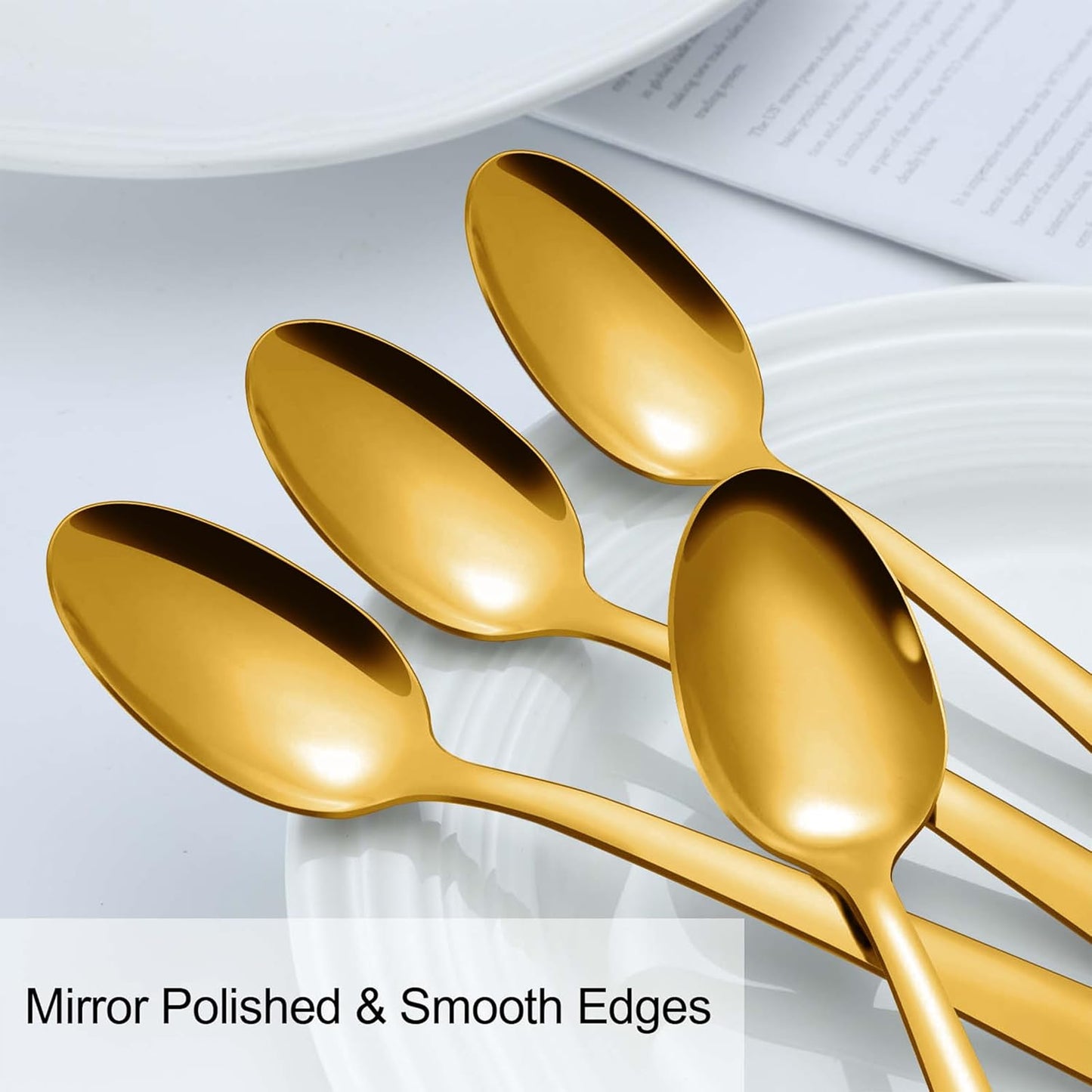 Pleafind 36 Pieces Gold Teaspoons Set - 6.2 inch, Spoon Silverware, Stainless Steel Tea Spoons, Mirror Polished Small Teaspoon, Dessert Spoons for Home, Kitchen, Restaurant, Dishwasher Safe