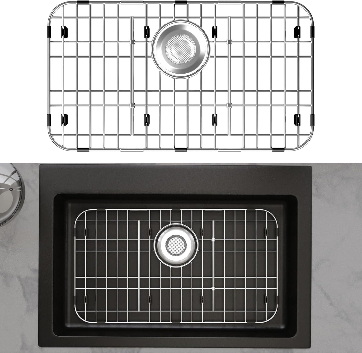 Sink Protectors for Kitchen Sink, Sink Grate Grid for Bottom of Sink, Metal Sink Rack, Bottom Basin Rack, Stainless Steel, 23" x 13"