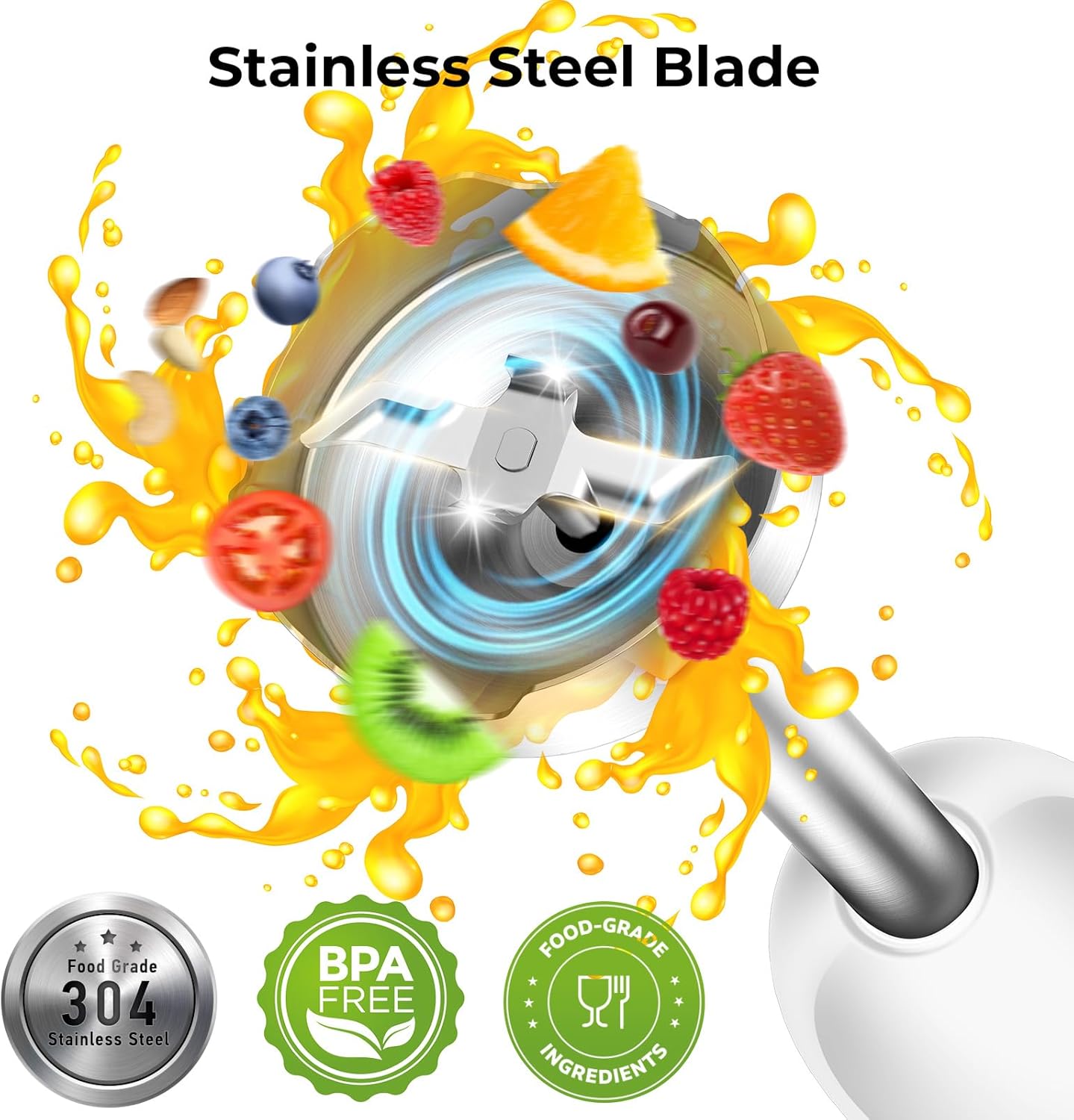 KOIOS Immersion Blender, 1100W 5-in-1 Multi-Purpose Hand Blender, 12-Speed, 600ml Beaker, 500ml Chopper, Egg Whisk, Milk Frother, White