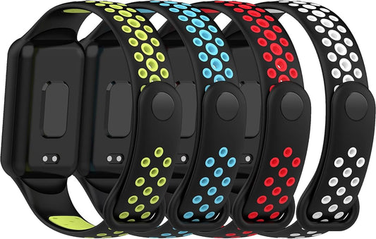 4-PACKS Compatible with Amazfit Band 7 Replacement Band,Sport Strap Soft Silicone Quick Release Wrist Bands Adjustable Wristband Smartwatch Accessory