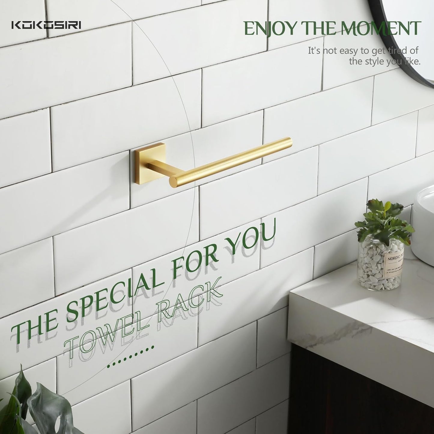 KOKOSIRI Bathroom Towel Bar Gold Hand Towel Holders Wall Mount Screw in Toilet Kitchen Rail Stainless Steel Bath Accessories, B3008BG