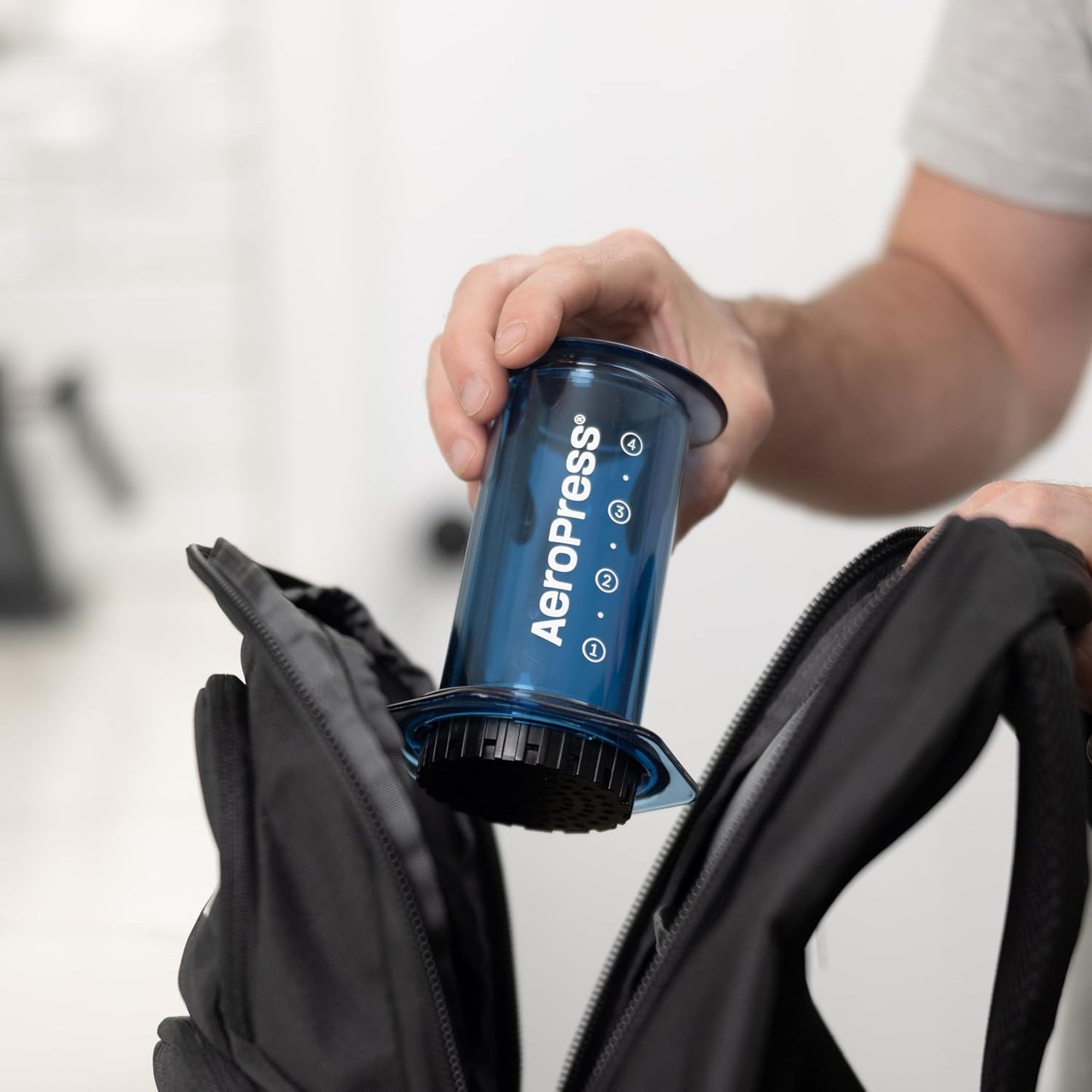 AeroPress Clear Blue Coffee Press – 3 In 1 Brew Method Combines French Press, Pourover, Espresso, Full Bodied Coffee Without Grit or Bitterness, Small Portable Coffee Maker for Camping & Travel-Blue