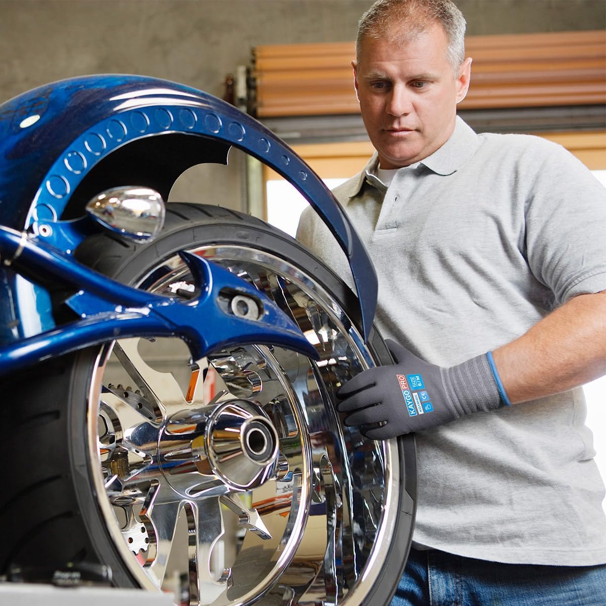 KAYGO Safety Work Gloves MicroFoam Nitrile Coated- 3 Pairs KG18NB, Seamless Knit Nylon Glove with full fingers Touchscreen, Ideal for Automotive, Home Improvement, Black, 2X-Large