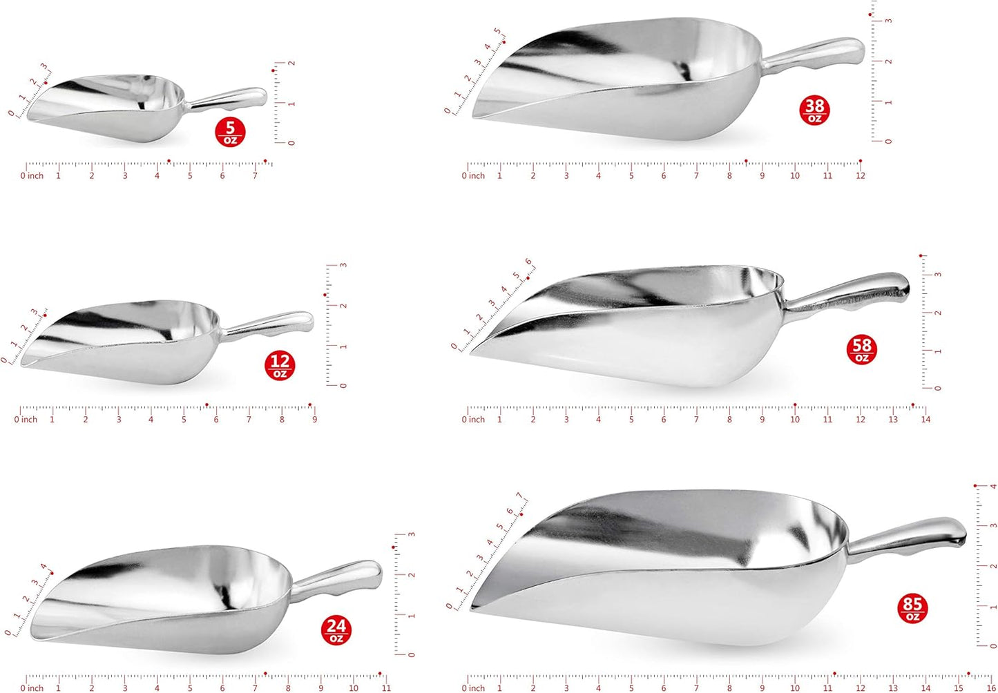 New Star Foodservice 34608 One-Piece Cast Aluminum Round Bottom Bar Ice Flour Utility Scoop, 85-Ounce, Silver (Hand Wash Only)