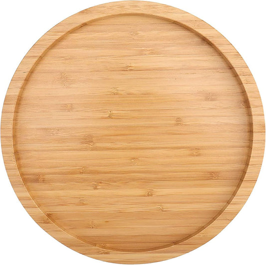 Fasmov 12 Inches Diameter Bamboo Lazy Susan Turntable, Spin Thicken Round Wood Tray Rotating Spice Rack for Kitchen Pantry Countertop Table