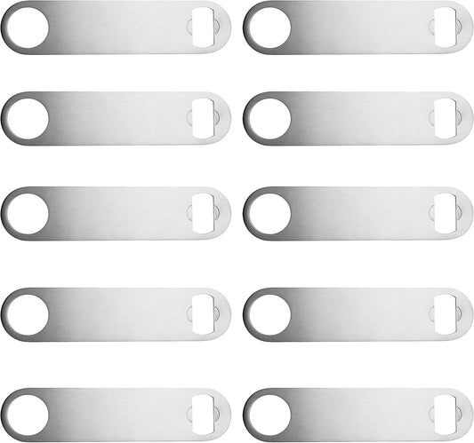 Stainless Steel Beer Bottle Openers Set of 10, Bulk Pack - Bartender Kit, Bar Accessories, Perfect for Parties, Indoor & Outdoor Events - Silver
