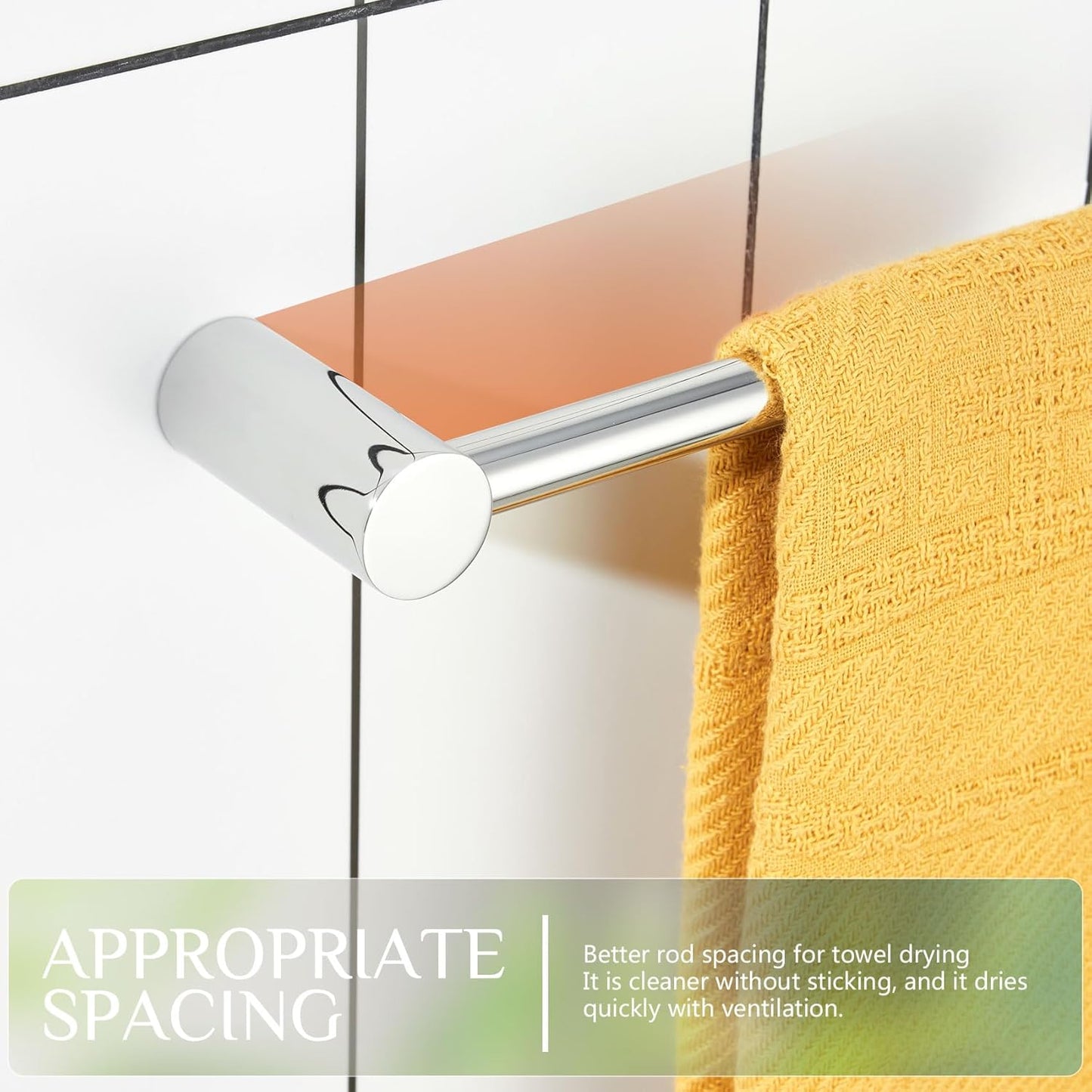 KOKOSIRI Towel Rack Chrome 24-Inch Towel Bar for Bathroom Wall Mount Single Rod Bathroom Lavatory Accessories Polished Stainless Steel, B4007CH-L24