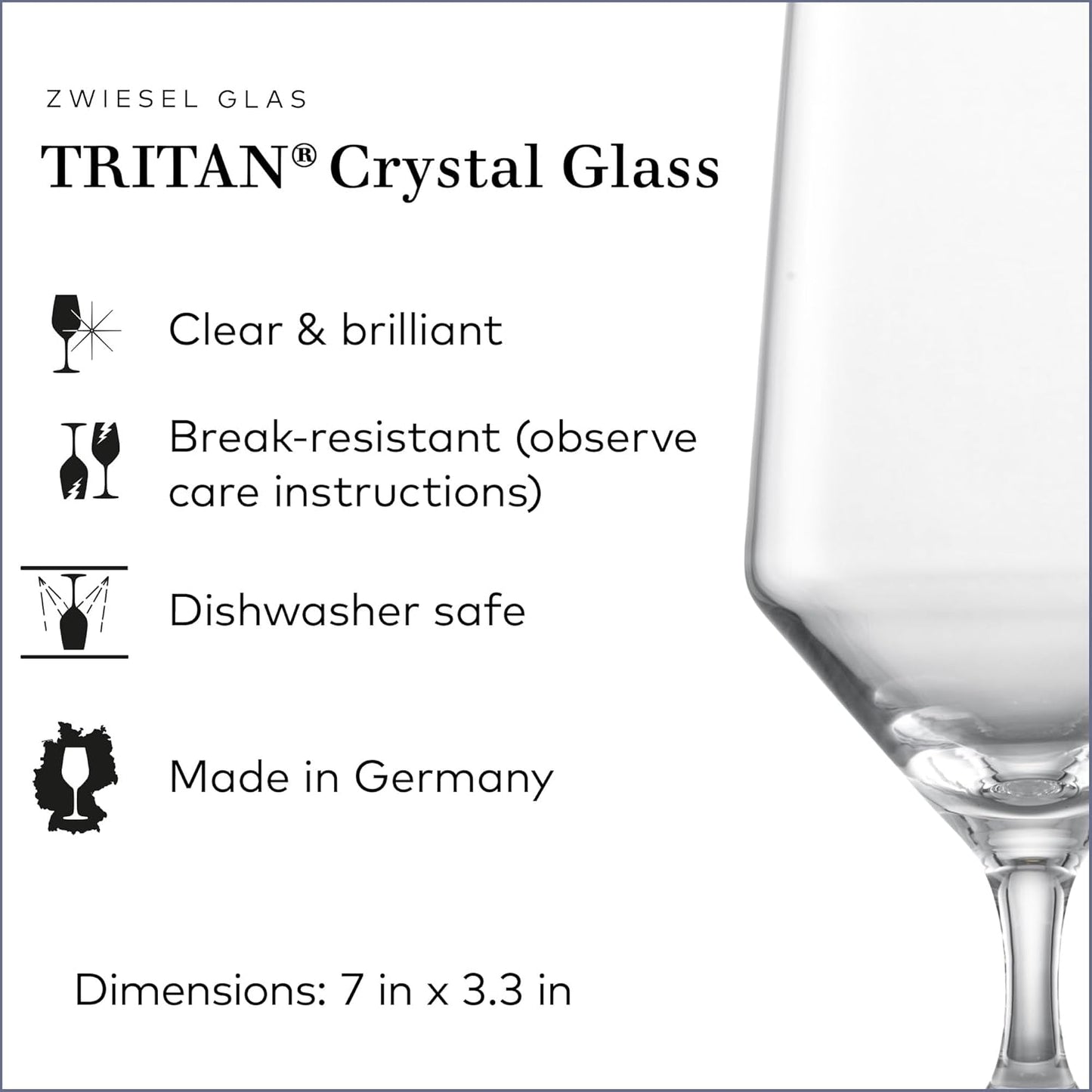 ZWIESEL GLAS Pure Water Glass (Set of 6), Drinking Glasses for Water, Dishwasher-Safe Machine-Made Tritan Crystal Glasses, Made in Germany (15 Ounce)