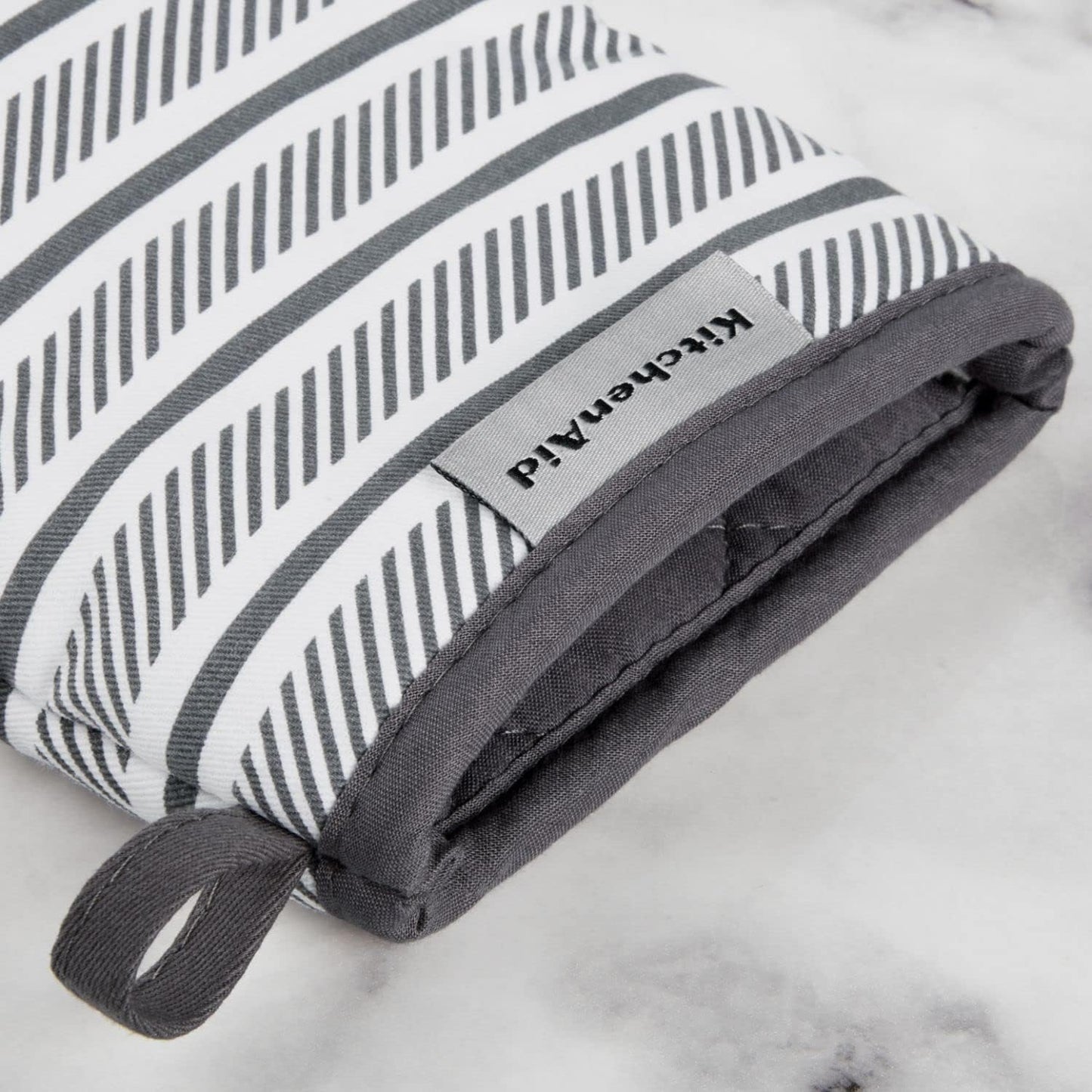 KitchenAid Albany Mini Oven Mitt 2-Pack Set, Charcoal Grey, 5.5"x8"