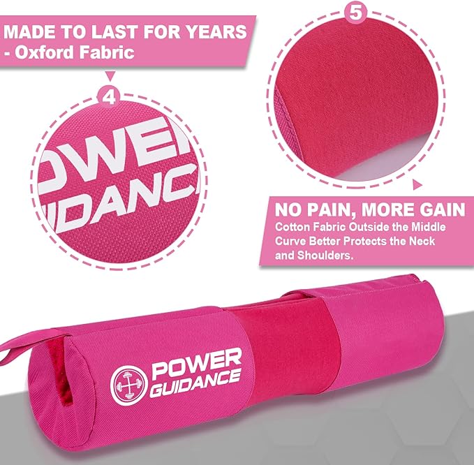POWER GUIDANCE Barbell Squat Pad - Neck & Shoulder Protective Pad Anti-Skid Points for Squats, Lunges, Hip Thrusts, Weightlifting - Fit Standard and Olympic Bars