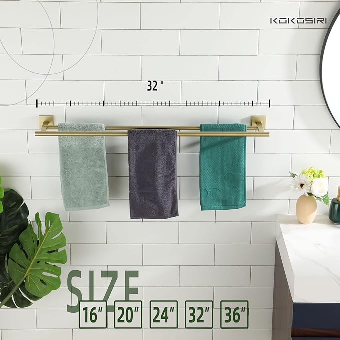 KOKOSIRI Bathroom Towel Bar 32'' Double Towel Holder 32 Inch B5005BG-L32