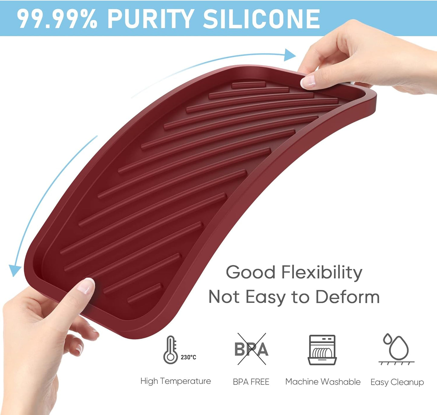 EG-SIPRO Silicone Sponge Holder,Large 10" Kitchen Sink Organizer Tray Kitchen Soap Tray Soap Sponge Holder for Bathroom Counter Sponge Caddy Dish Soap for Scrubber,Soap Dispenser,Scouring Pad