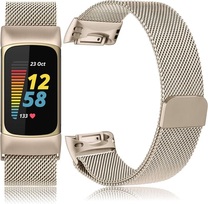 Meliya for Fitbit Charge 6 Bands Women Men, Stainless Steel Metal Mesh Loop Adjustable Magnetic Wristband Replacement Straps Compatible with Fitbit Charge 6 Fitness Tracker