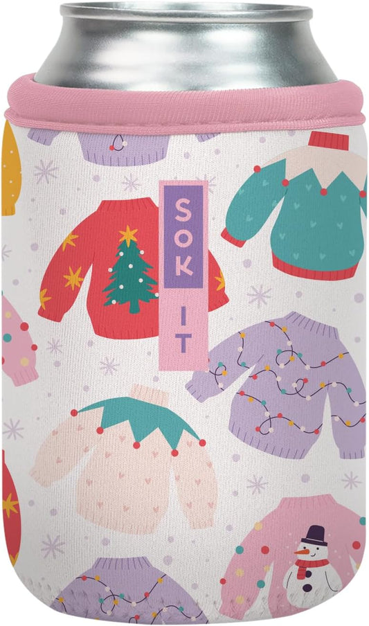 Sok It CanSok Sleeve for Beer & Soda Insulated Neoprene Cover (Cozy Knits, 12oz Can Sleeve)