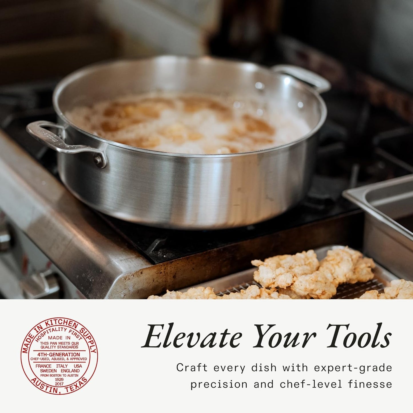 Made In Cookware - 10 Quart Stainless Steel Rondeau Pot w/Lid - 5 Ply Stainless Clad - Professional Cookware - Crafted in Italy - Induction Compatible